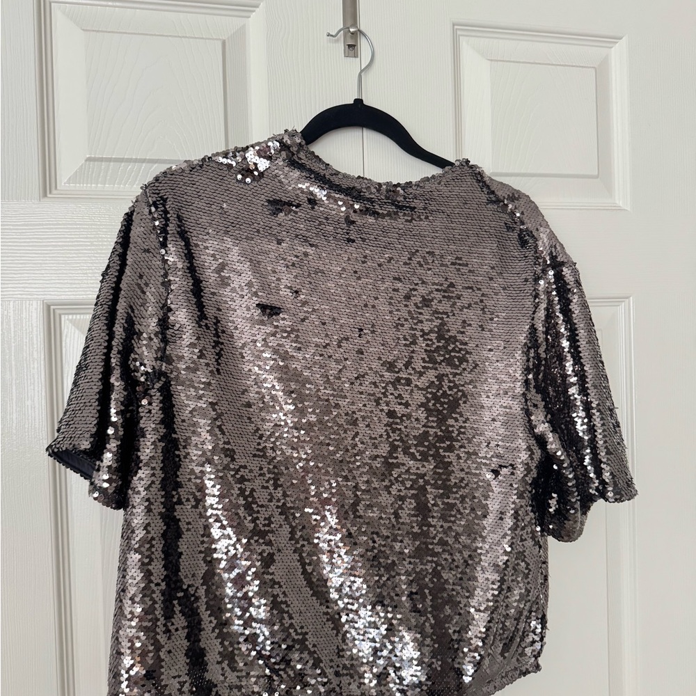 H&M Shimmering Silver Sequin Top